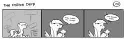 Size: 1280x404 | Tagged: safe, artist:tetrapony, derpy hooves, pegasus, pony, comic:the daily derp, g4, comic, female, mare, monochrome, muffin, solo, the politics derp