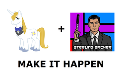 Size: 1008x600 | Tagged: safe, prince blueblood, g4, all caps, archer (show), codename duchess, exploitable meme, make it happen, meme, meta, sterling archer