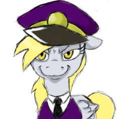 Size: 900x852 | Tagged: safe, artist:spotteebear-ultra, derpy hooves, pegasus, pony, g4, dictator, female, hat, mare