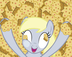 Size: 900x720 | Tagged: safe, artist:grimmcheater, derpy hooves, pegasus, pony, g4, female, mare, muffin, that pony sure does love muffins, wallpaper