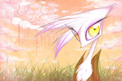 Size: 1600x1067 | Tagged: dead source, safe, artist:yuji8sushi, gilda, griffon, g4, cloudsdale, female, solo, surreal