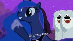 Size: 1000x562 | Tagged: safe, edit, edited screencap, screencap, princess luna, alicorn, dog, pony, g4, luna eclipsed, crossover, doubled, female, fun, hub logo, male, mare, niblet, pound puppies, scary butt fun, secret butt fun, the fun has been doubled, visual pun