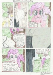 Size: 900x1271 | Tagged: safe, artist:simultanic, derpy hooves, pinkie pie, pegasus, pony, g4, comic, crossover, female, mare, slenderman