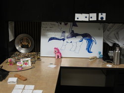 Size: 900x675 | Tagged: safe, artist:nyase, trixie, g4, annoy your co-worker, photo, whiteboard