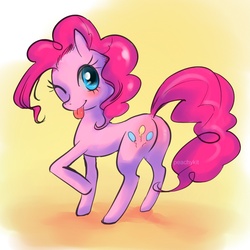 Size: 900x900 | Tagged: safe, artist:peachykit, pinkie pie, earth pony, pony, g4, :p, butt, cute, diapinkes, female, mare, one eye closed, plot, solo, tongue out, wink