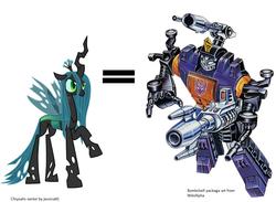 Size: 1060x775 | Tagged: safe, queen chrysalis, g4, bombshell, image macro, insecticons, meme, meta, transformers