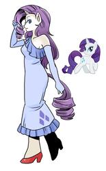 Size: 500x806 | Tagged: safe, artist:shepherd0821, rarity, anthro, g4, ambiguous facial structure, clothes, dress, evening gloves, solo