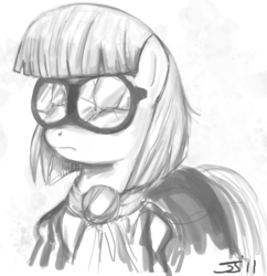 Size: 1000x1033 | Tagged: safe, artist:johnjoseco, photo finish, earth pony, pony, g4, broken, broken glasses, female, glasses, grayscale, monochrome, solo