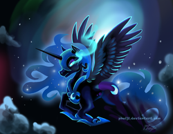 Size: 900x700 | Tagged: safe, artist:phuijl, nightmare moon, alicorn, pony, g4, female, glowing eyes, solo