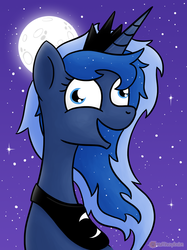 Size: 1080x1444 | Tagged: safe, artist:muffinexplosion, princess luna, pony, g4, female, insanity, lunatic, moon, solo