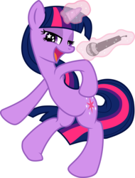 Size: 4550x5999 | Tagged: safe, artist:ceehoff, artist:theholytuna, twilight sparkle, pony, unicorn, g4, absurd resolution, bedroom eyes, female, horn, magic, microphone, simple background, solo, transparent background, unicorn twilight, vector