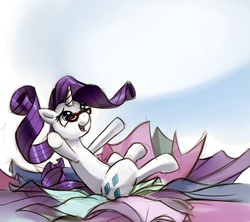 Size: 882x782 | Tagged: safe, artist:gsphere, rarity, pony, g4, fabric, falling, female, glasses, solo