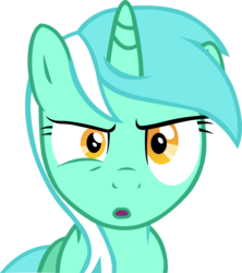 Size: 749x842 | Tagged: safe, artist:artpwny, lyra heartstrings, pony, unicorn, g4, :o, eye twitch, female, glare, no, reaction image, simple background, solo, transparent background, vector