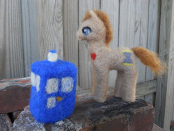 Size: 1500x1125 | Tagged: safe, doctor whooves, time turner, g4, felt, needle felted, tardis