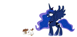 Size: 7760x3790 | Tagged: safe, artist:sofunnyguy, pipsqueak, princess luna, alicorn, earth pony, pony, g4, colt, female, foal, imminent rape, implied rape, jewelry, lunaughty, male, mare, regalia, ship:lunapip, shipping, simple background, spread wings, straight, transparent background, vector, wingboner, wings