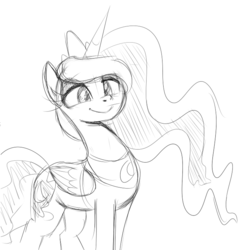 Size: 688x692 | Tagged: safe, artist:jessy, princess luna, pony, g4, female, monochrome, sketch, solo