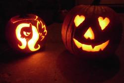 Size: 960x640 | Tagged: safe, artist:firewithdoves, fluttershy, g4, irl, jack-o-lantern, photo, pumpkin