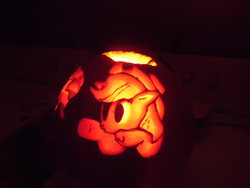 Size: 4320x3240 | Tagged: safe, artist:leafgrowth, applejack, g4, halloween, holiday, irl, jack-o-lantern, photo, pumpkin