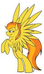 Size: 1200x2000 | Tagged: dead source, safe, artist:kyroking, spitfire, pegasus, pony, g4, female, lidded eyes, mare, rearing, simple background, smiling, solo, spread wings, white background, wings