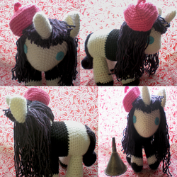 Size: 1800x1800 | Tagged: safe, artist:crowchet, rarity, pony, g4, amigurumi, beatnik rarity, beret, clothes, crochet, hat, irl, photo, plushie, solo