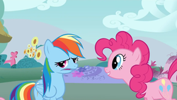 Size: 640x360 | Tagged: safe, screencap, pinkie pie, rainbow dash, dragonshy, g4