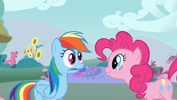 Size: 640x360 | Tagged: safe, screencap, pinkie pie, rainbow dash, dragonshy, g4