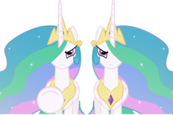 Size: 9000x6000 | Tagged: safe, artist:lazypixel, princess celestia, g4, absurd resolution, clone, serious face, simple background, thread, transparent background, vector