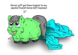 Size: 900x637 | Tagged: safe, artist:meh, fluffy pony, blanket, fluffy pony original art, special hugs