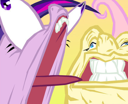 Size: 427x346 | Tagged: safe, artist:porkcow, fluttershy, twilight sparkle, g4, egoraptor, parody, wat