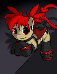 Size: 467x600 | Tagged: safe, artist:kloudmutt, bracelet, crossover, disgaea, etna, jewelry, ponified, spiked wristband, studded bracelet, wristband