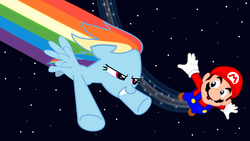 Size: 1920x1080 | Tagged: safe, artist:misterbrony, rainbow dash, g4, crossover, male, mario, super mario bros.