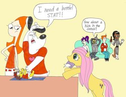 Size: 2145x1647 | Tagged: safe, artist:cartuneslover16, posey, g1, g4, bender bending rodríguez, candace flynn, crossover, dudley puppy, futurama, g1 to g4, generation leap, i have no mouth and i must scream, kitty katswell, male, marilyn, mass crossover, philip j. fry, phineas and ferb, tuff puppy, turanga leela, wat