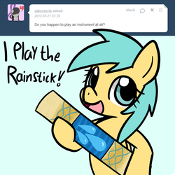 Size: 750x750 | Tagged: safe, artist:datahmedz, sunshower raindrops, pony, raindropsanswers, g4, ask, female, pun, solo, tumblr