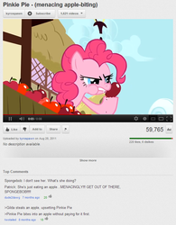 Size: 662x850 | Tagged: safe, pinkie pie, g4, fridge logic, hall monitor, kyrospawn, spongebob squarepants, youtube comments