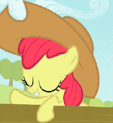 Size: 370x400 | Tagged: safe, screencap, apple bloom, g4, the last roundup, adorabloom, animated, cute, female, hat