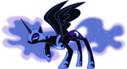 Size: 7510x4120 | Tagged: safe, artist:90sigma, nightmare moon, alicorn, pony, g4, absurd resolution, armor, female, full body, hoof shoes, horn, mare, raised hoof, simple background, smiling, smug, solo, spread wings, standing, transparent background, vector, wings