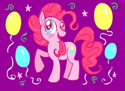 Size: 2421x1763 | Tagged: safe, artist:termanianstar, pinkie pie, earth pony, pony, g4, balloon, female, looking up, mare, raised hoof, solo