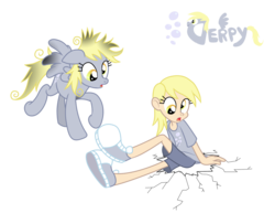 Size: 2500x2029 | Tagged: safe, artist:trinityinyang, derpy hooves, human, pegasus, pony, g4, converse, duo, female, human ponidox, humanized, mare, self paradox, self ponidox, simple background, transparent background