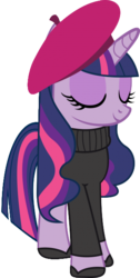 Size: 322x640 | Tagged: safe, artist:xxgalaxyelitexx, twilight sparkle, pony, g4, beatnik, clothes, female, hat, simple background, solo, sweater, transparent background, vector