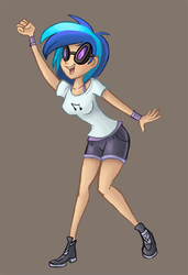 Size: 542x792 | Tagged: safe, artist:ric-m, dj pon-3, vinyl scratch, human, g4, clothes, female, glasses, humanized, solo