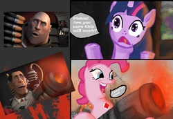 Size: 999x687 | Tagged: safe, artist:atomicwarpin, pinkie pie, twilight sparkle, g4, team fortress 2