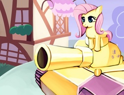 Size: 1100x850 | Tagged: safe, artist:negativefox, fluttershy, g4, solo, tank (vehicle)