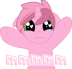 Size: 1000x962 | Tagged: safe, artist:mentik, ruby pinch, pony, unicorn, g4, :i, adorable distress, crying, cute, female, filly, floppy ears, heart eyes, hug request, looking at you, pinchybetes, puffy cheeks, rubsad, sad, sadorable, scrunchy face, simple background, solo, teary eyes, transparent background, underhoof, wavy mouth, wingding eyes