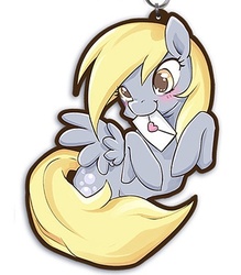 Size: 350x400 | Tagged: safe, artist:tastypeach, derpy hooves, pegasus, pony, g4, charm, female, letter, mare, mouth hold