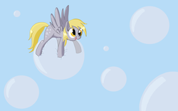 Size: 2880x1800 | Tagged: safe, artist:fethur, derpy hooves, pegasus, pony, g4, bubble, female, mare, smiling, wallpaper