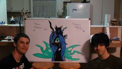 Size: 1024x576 | Tagged: safe, queen chrysalis, g4, brony, photo, whiteboard