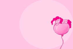 Size: 1801x1200 | Tagged: safe, artist:poptart36, pinkie pie, earth pony, pony, g4, balloon, balloon riding, micro, prone, sleeping, solo, then watch her balloons lift her up to the sky, wallpaper