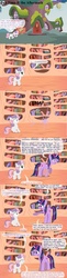 Size: 2500x10208 | Tagged: safe, artist:birdco, sweetie belle, twilight sparkle, pony, unicorn, g4, blackmail, comic, female, filly, foal, golden oaks library, library, mare, teleportation, unicorn twilight, wet, wet mane