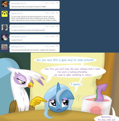 Size: 1280x1302 | Tagged: safe, gilda, spike, trixie, griffon, ask stalker trixie, g4, ask