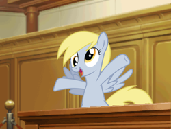 Size: 800x600 | Tagged: safe, derpy hooves, pegasus, pony, g4, ace attorney, courtroom, female, mare, prosecutor, this will end in tears